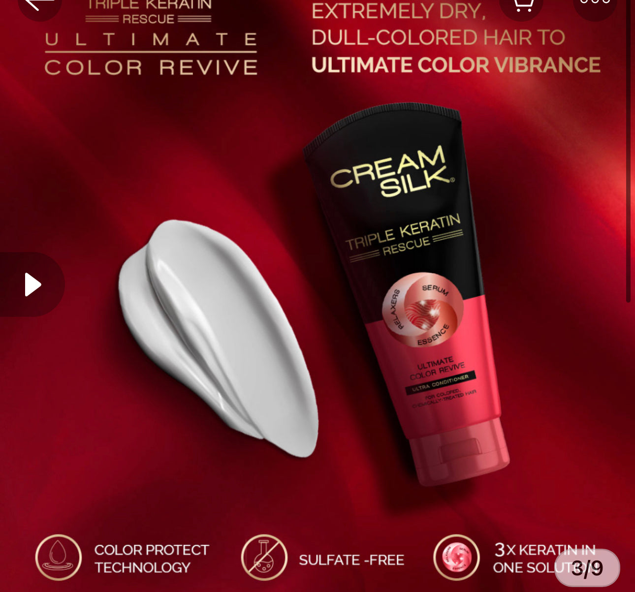 Cream Silk Triple Keratin Rescue Ultra Conditioner Ultimate Color Revive 300ML