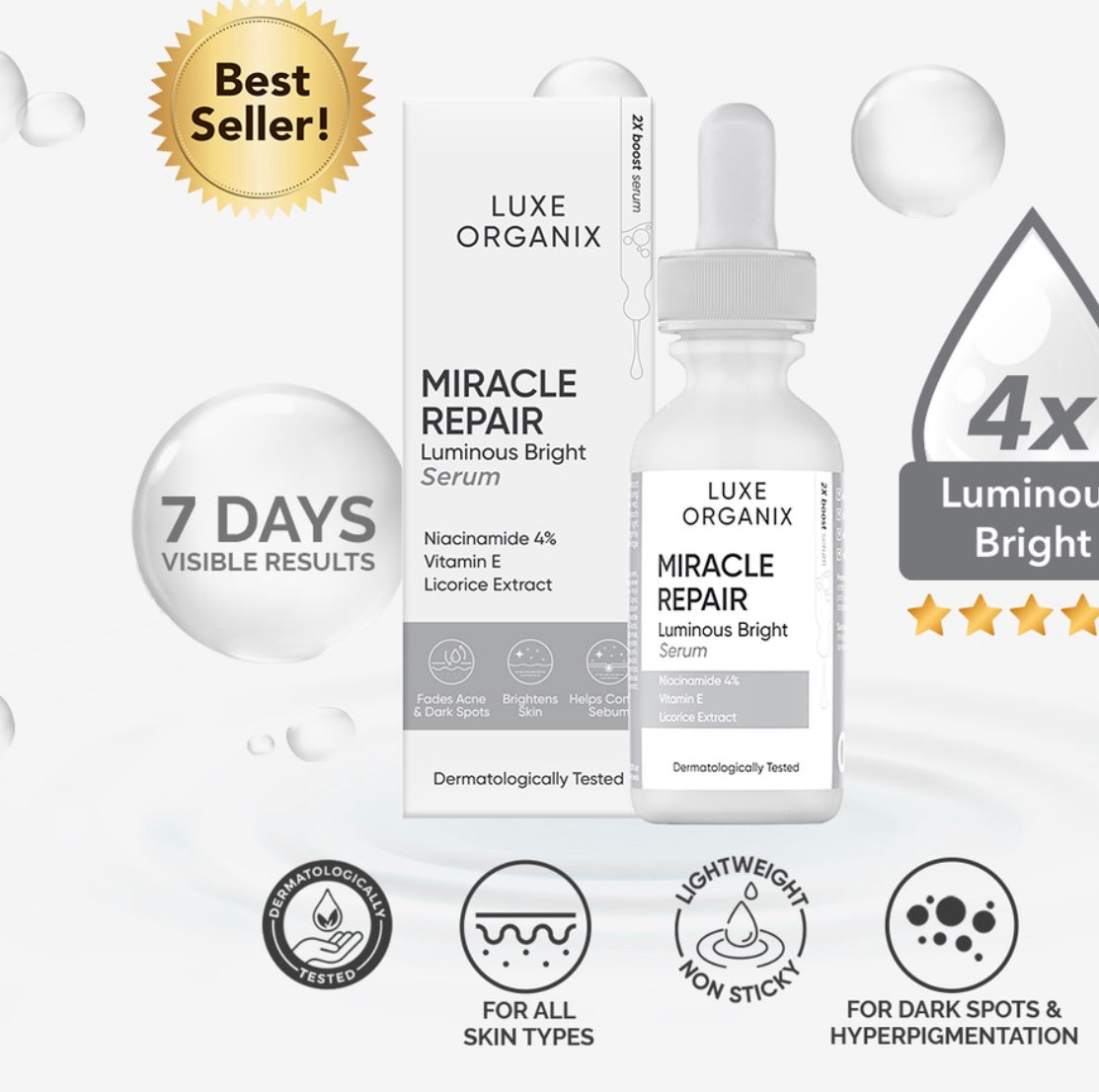 Luxe organix miracle repair luminous bright serum